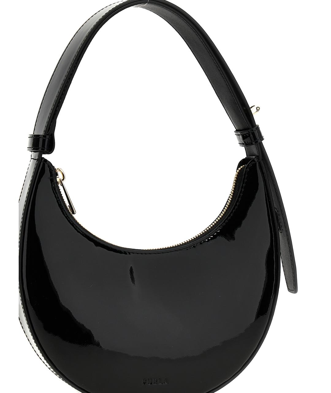 FURLA Черная сумка через плечо из лакированной кожи, фото 3