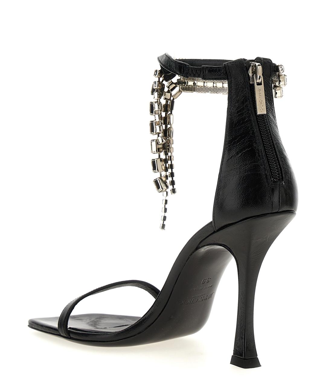 JIMMY CHOO Черные кожаные босоножки, фото 3