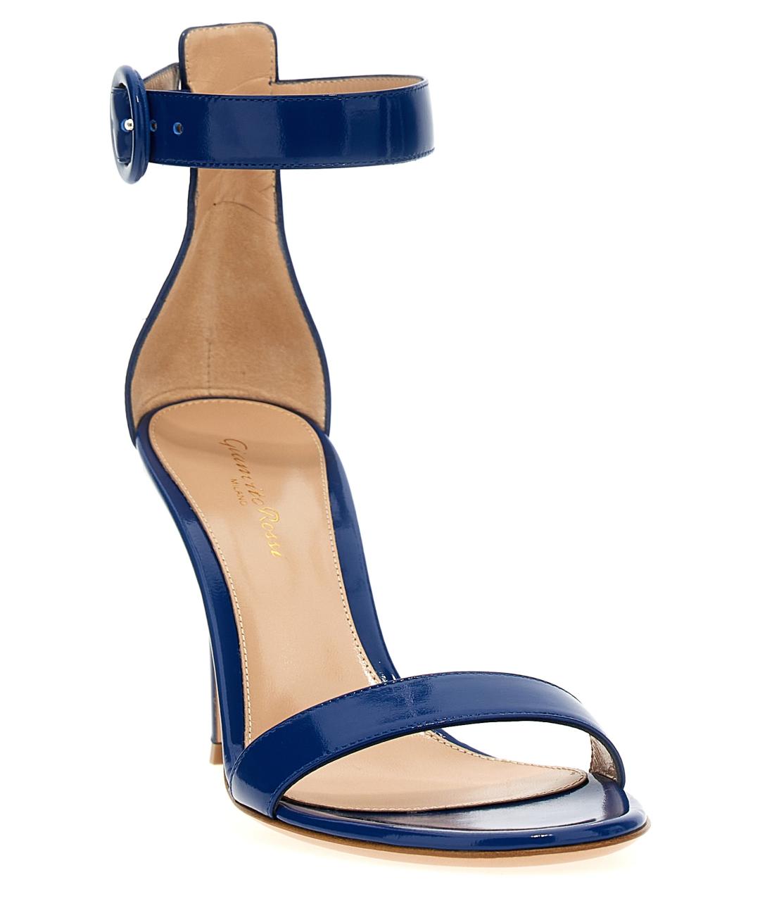 GIANVITO ROSSI Синие кожаные босоножки, фото 2