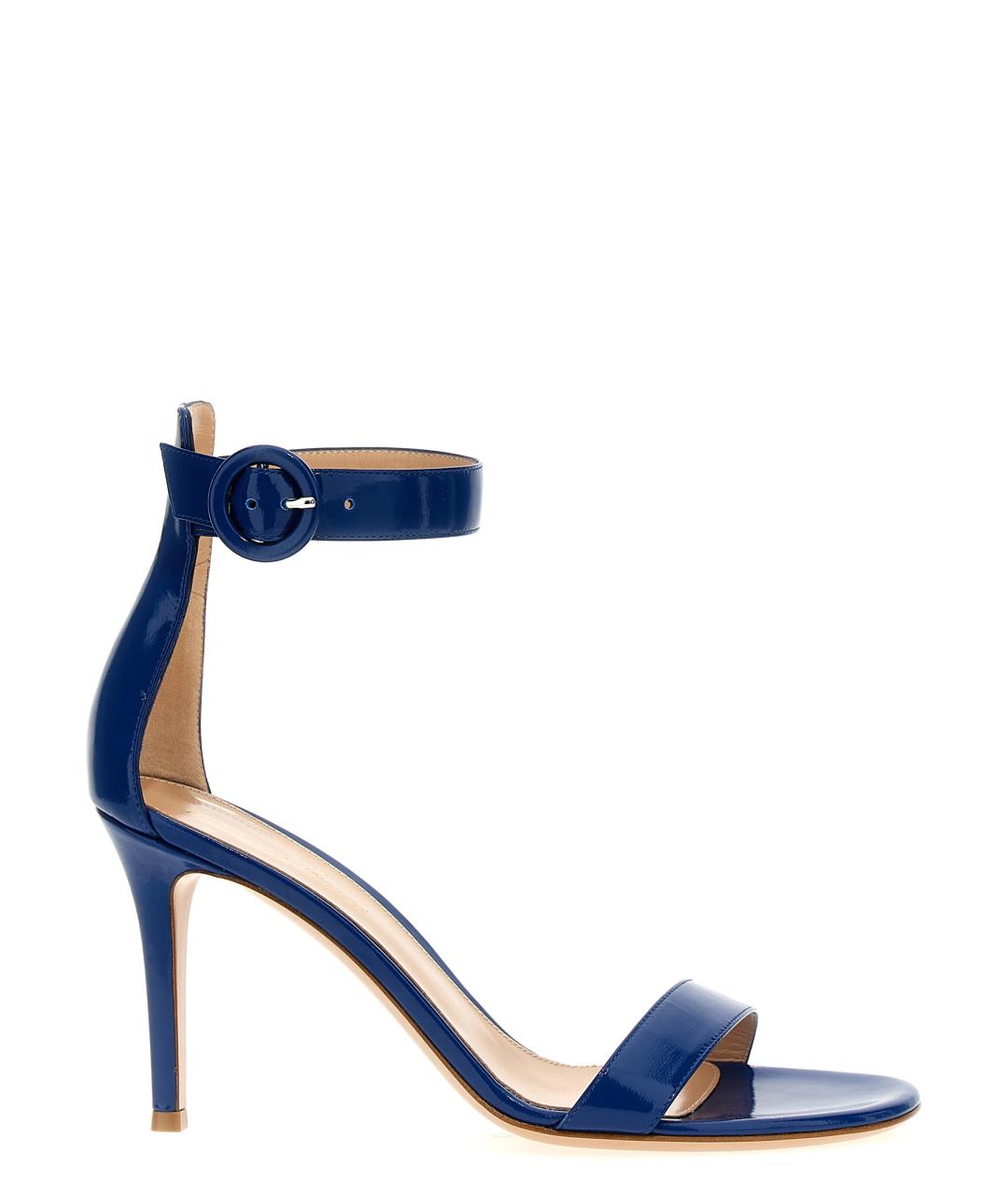 GIANVITO ROSSI Синие кожаные босоножки, фото 1
