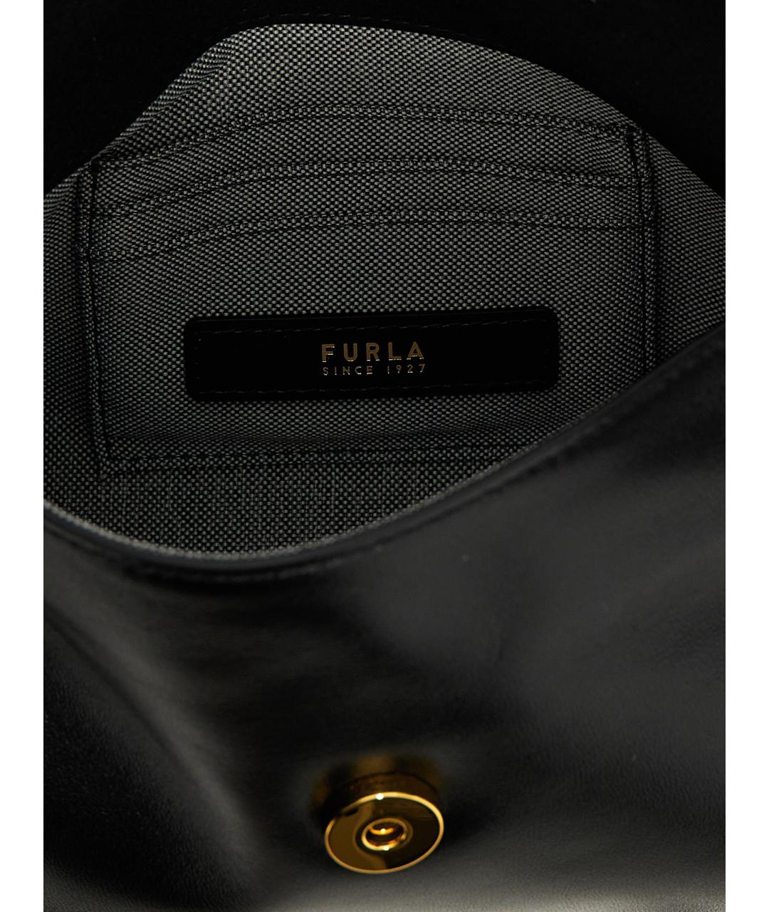 FURLA Черная кожаная сумка тоут, фото 4