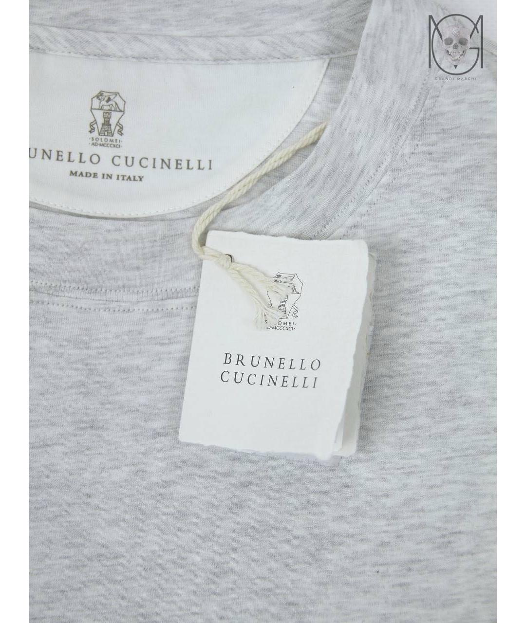 BRUNELLO CUCINELLI Серая хлопковая футболка, фото 3