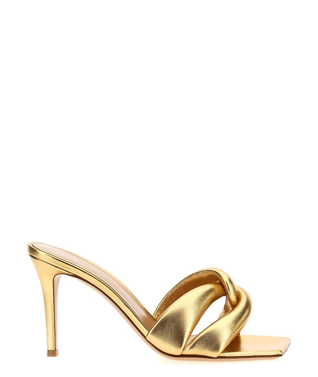 GIANVITO ROSSI Золотые кожаные мюли, фото 1