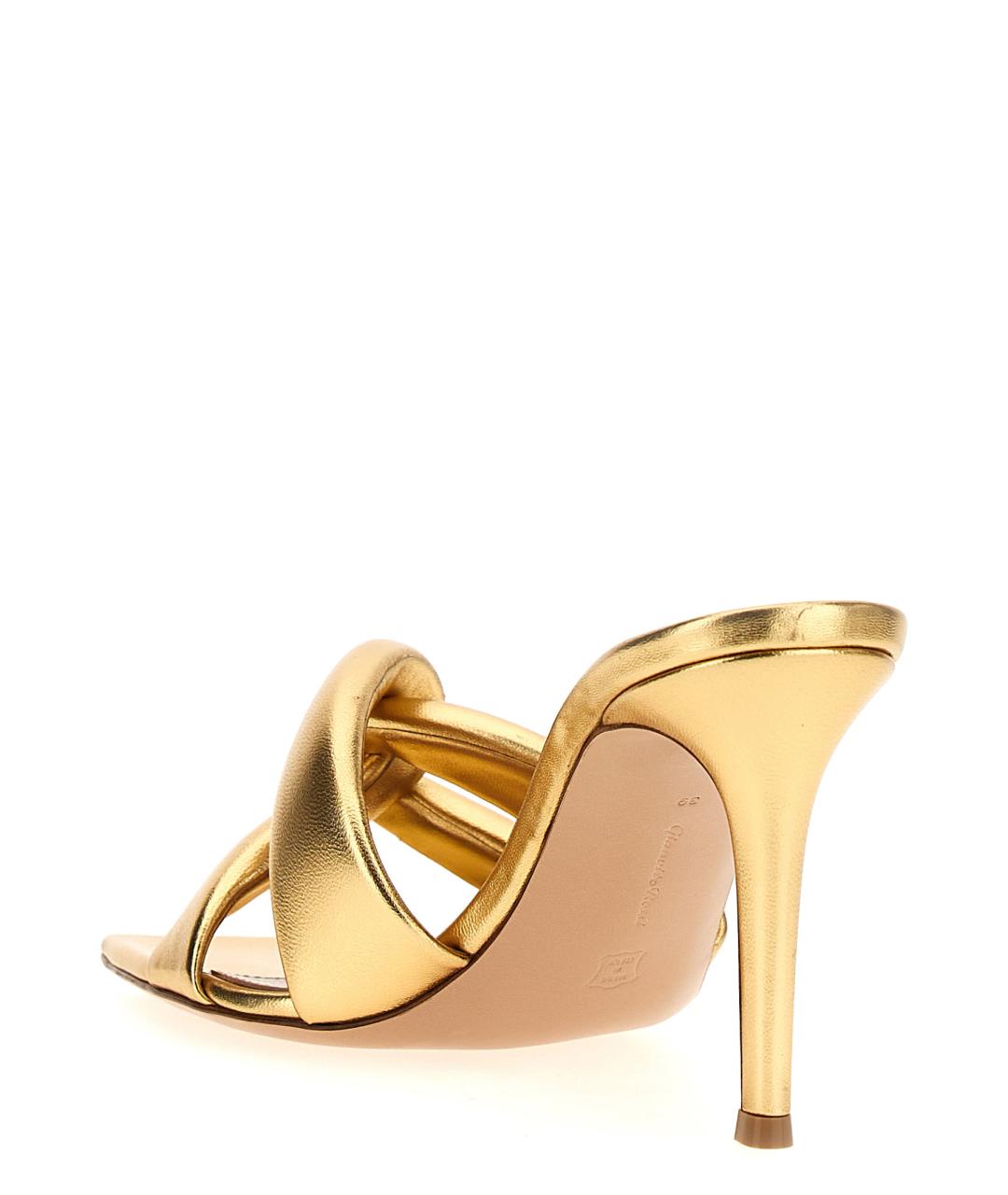 GIANVITO ROSSI Золотые кожаные мюли, фото 3
