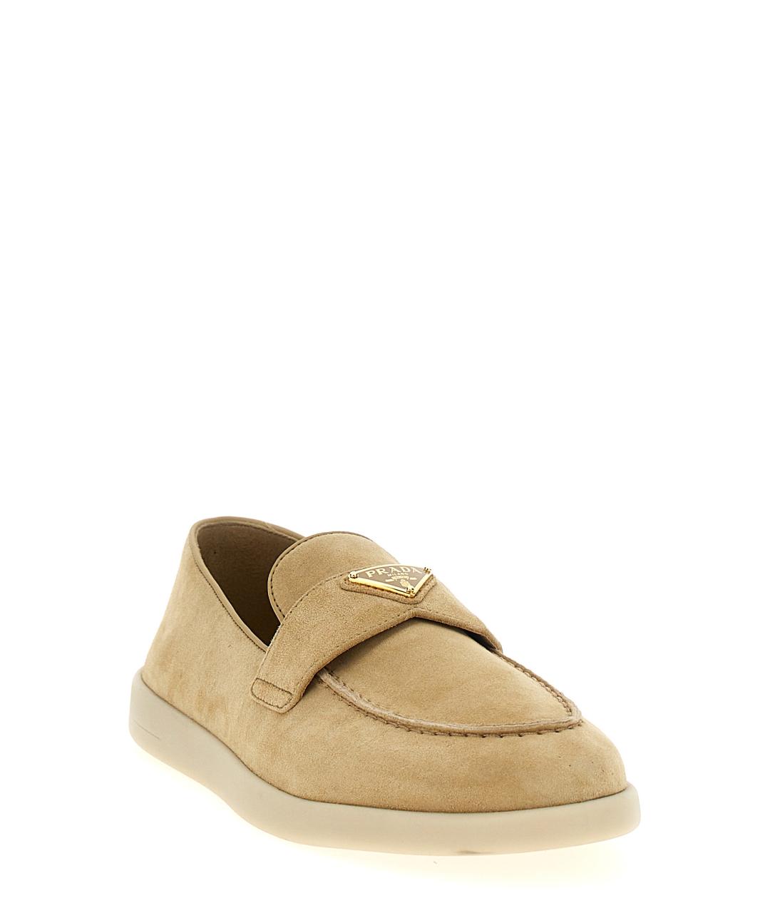 PRADA Бежевые кожаные лоферы, фото 2