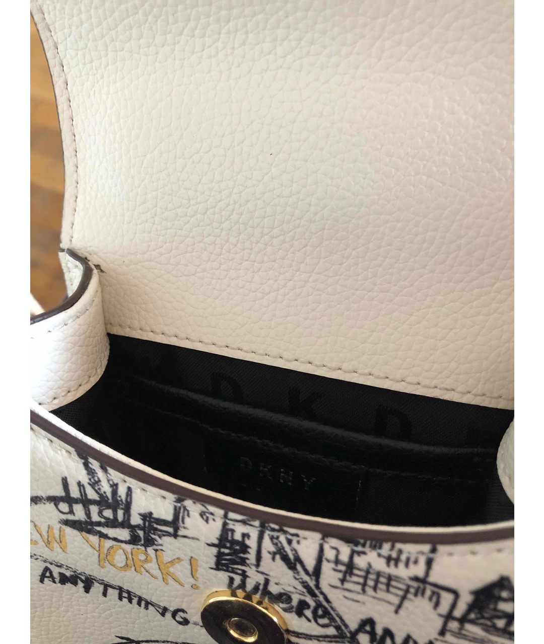 DKNY Белая кожаная сумка тоут, фото 4