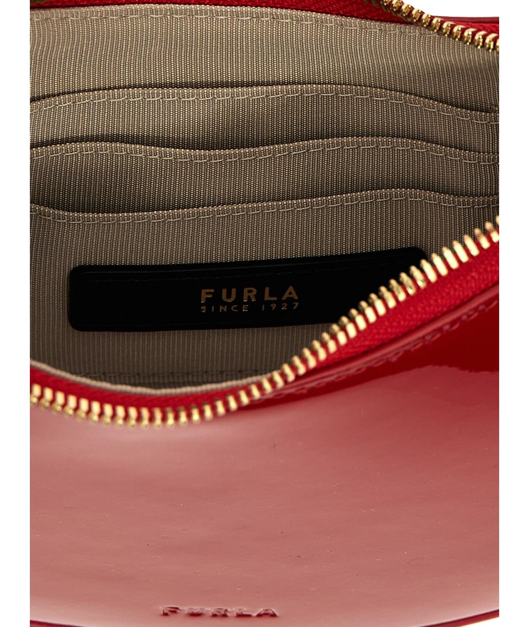 FURLA Красная сумка через плечо из лакированной кожи, фото 4