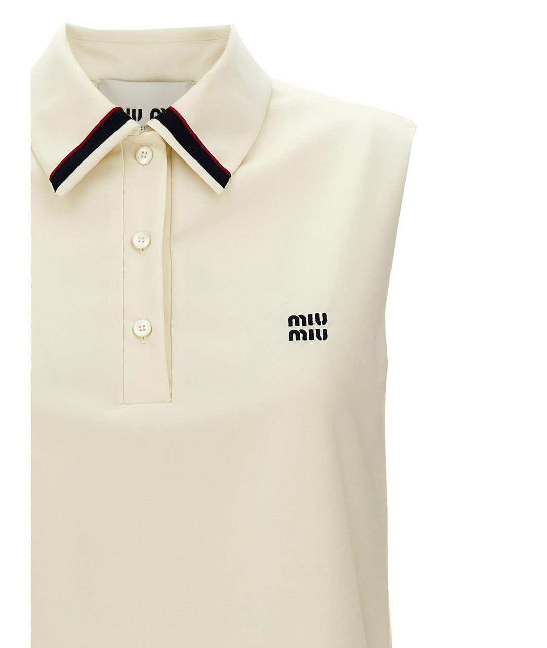 MIU MIU Белое шерстяное повседневное платье, фото 3