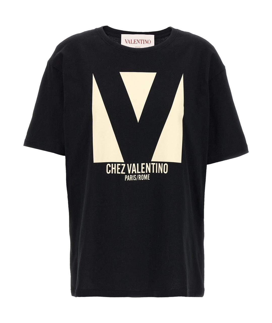 VALENTINO Черная хлопковая футболка, фото 1