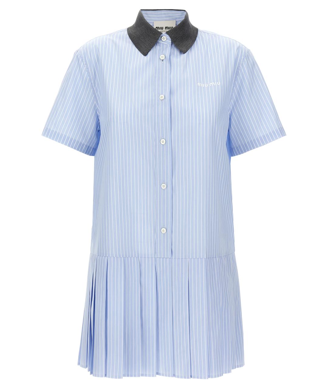 MIU MIU Голубое хлопковое повседневное платье, фото 1