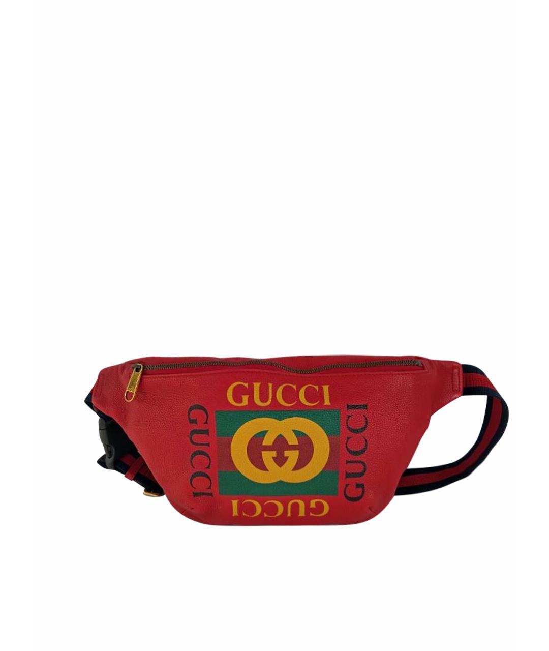 GUCCI Красная кожаная поясная сумка, фото 1