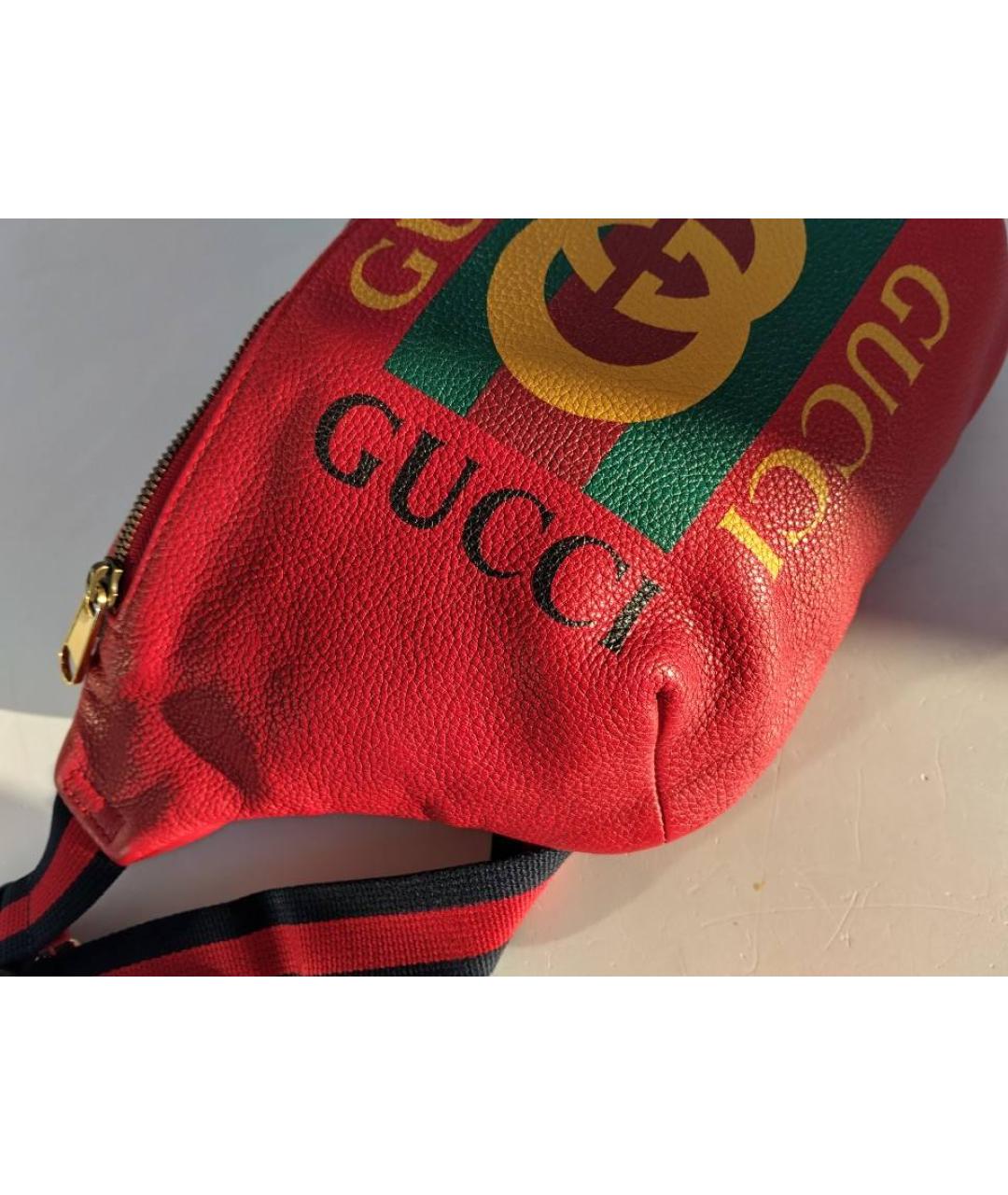 GUCCI Красная кожаная поясная сумка, фото 6