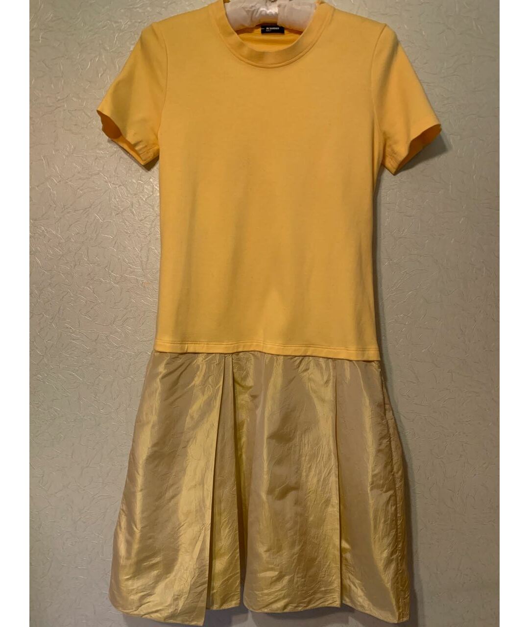 JIL SANDER NAVY Золотое хлопковое повседневное платье, фото 4