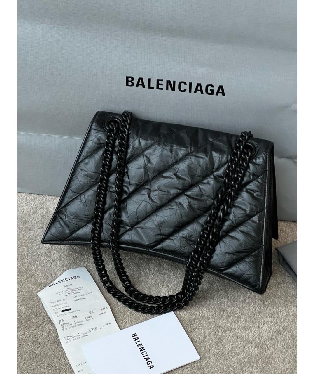 BALENCIAGA Черная кожаная сумка через плечо, фото 2