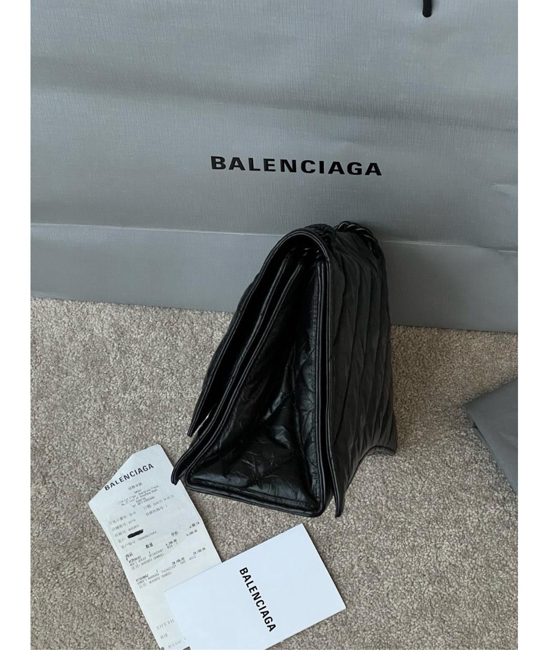 BALENCIAGA Черная кожаная сумка через плечо, фото 4