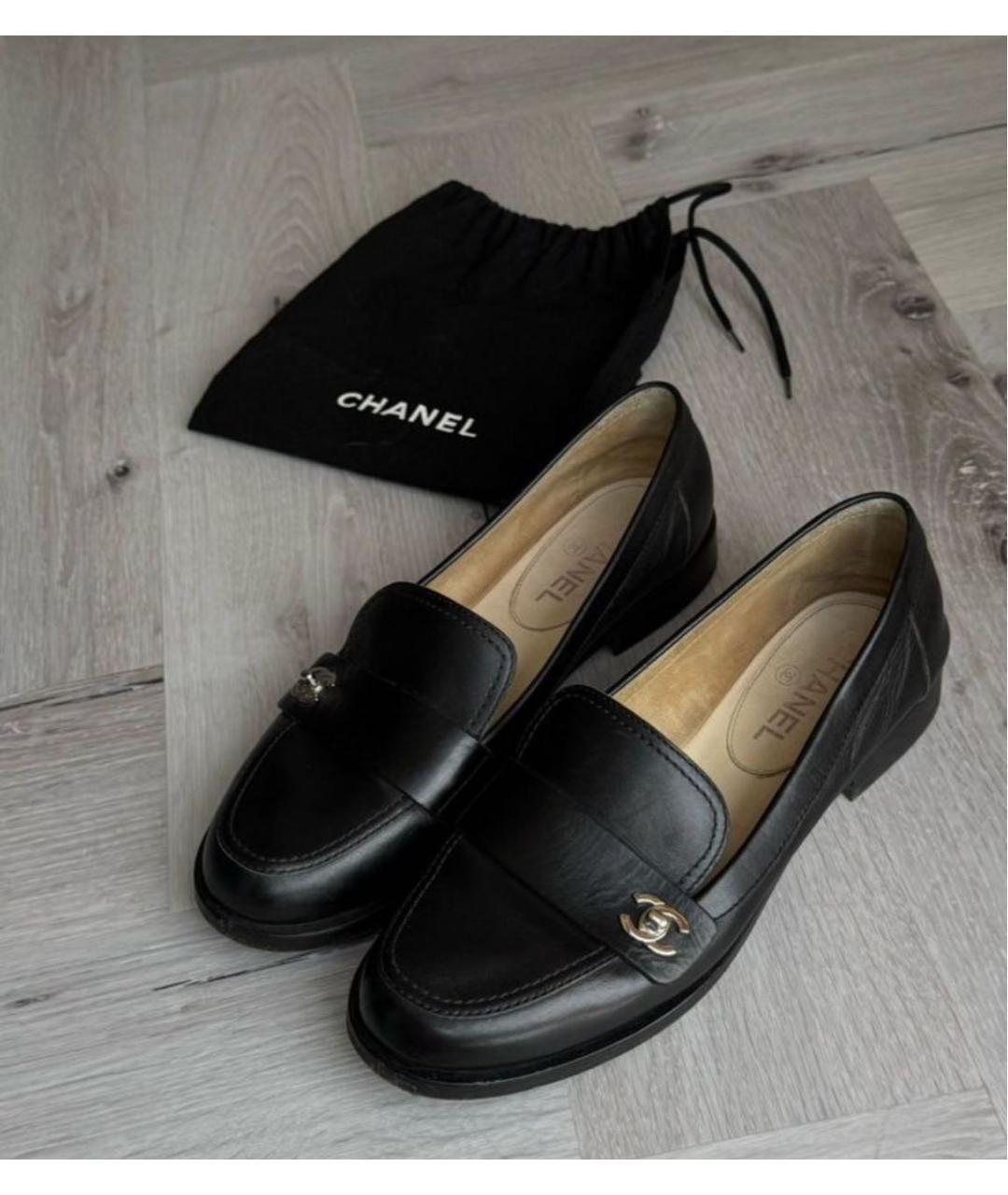 CHANEL Черные кожаные лоферы, фото 2
