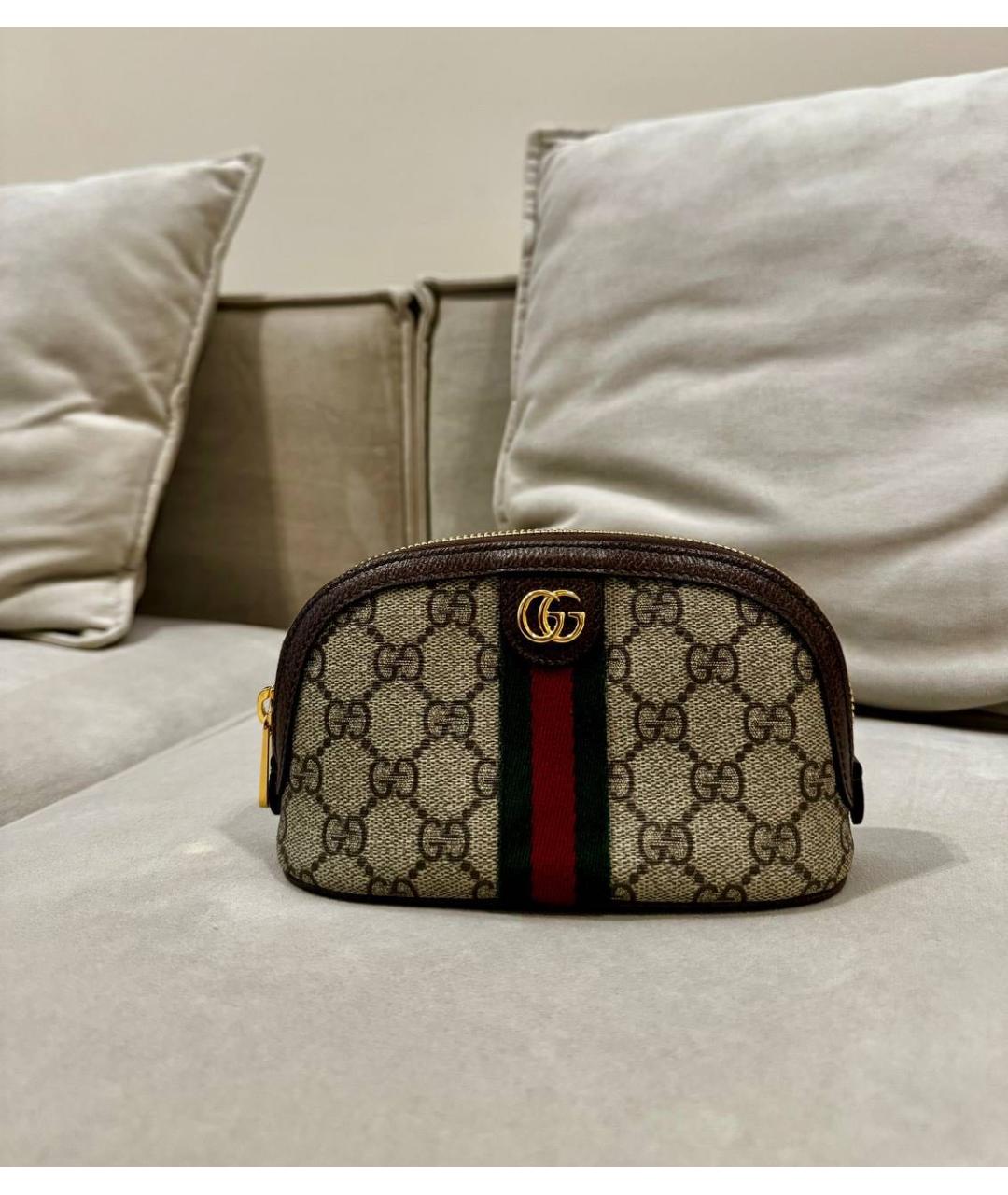 GUCCI Коричневая хлопковая косметичка, фото 2