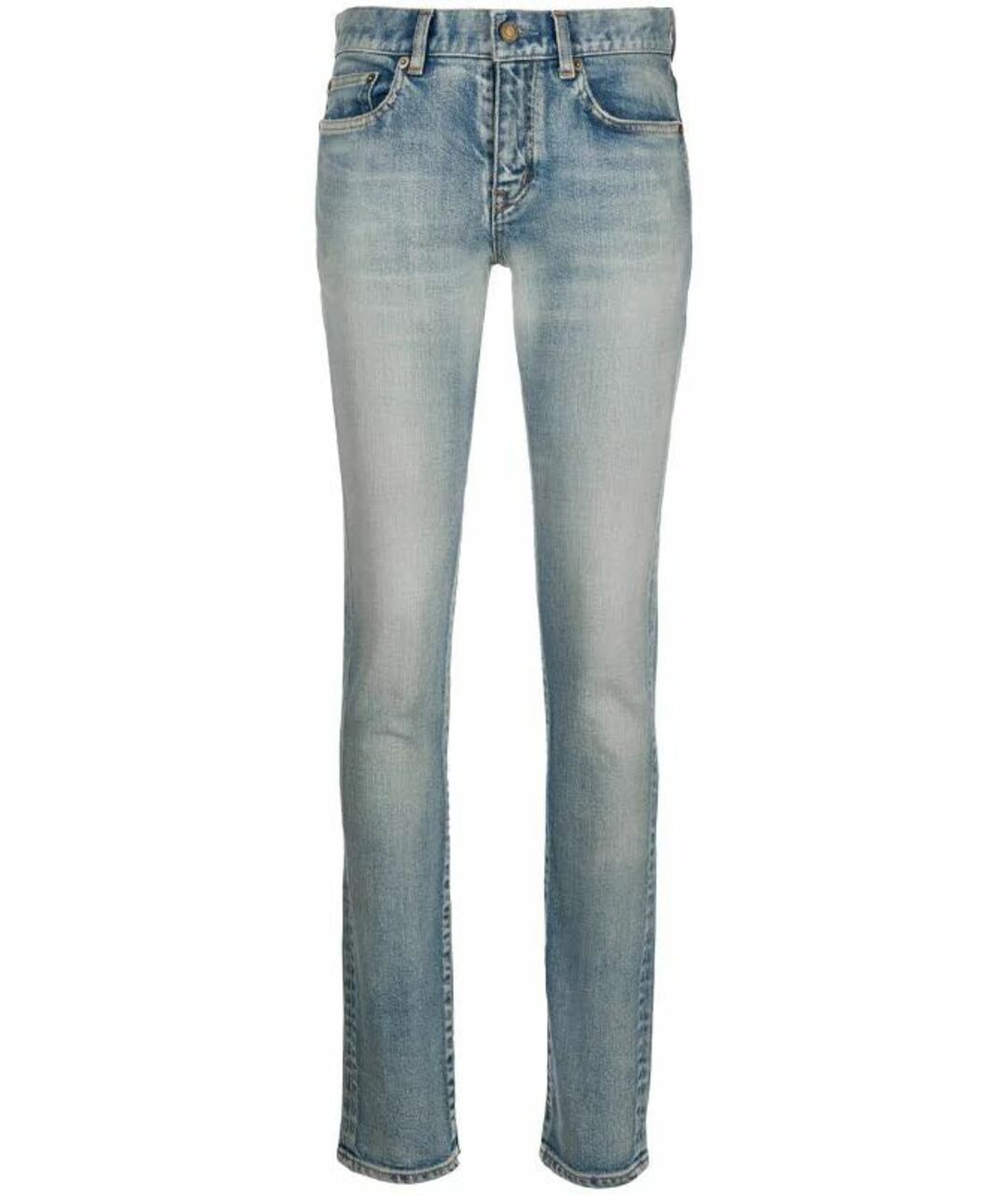 SAINT LAURENT Голубые хлопко-эластановые джинсы слим, фото 1