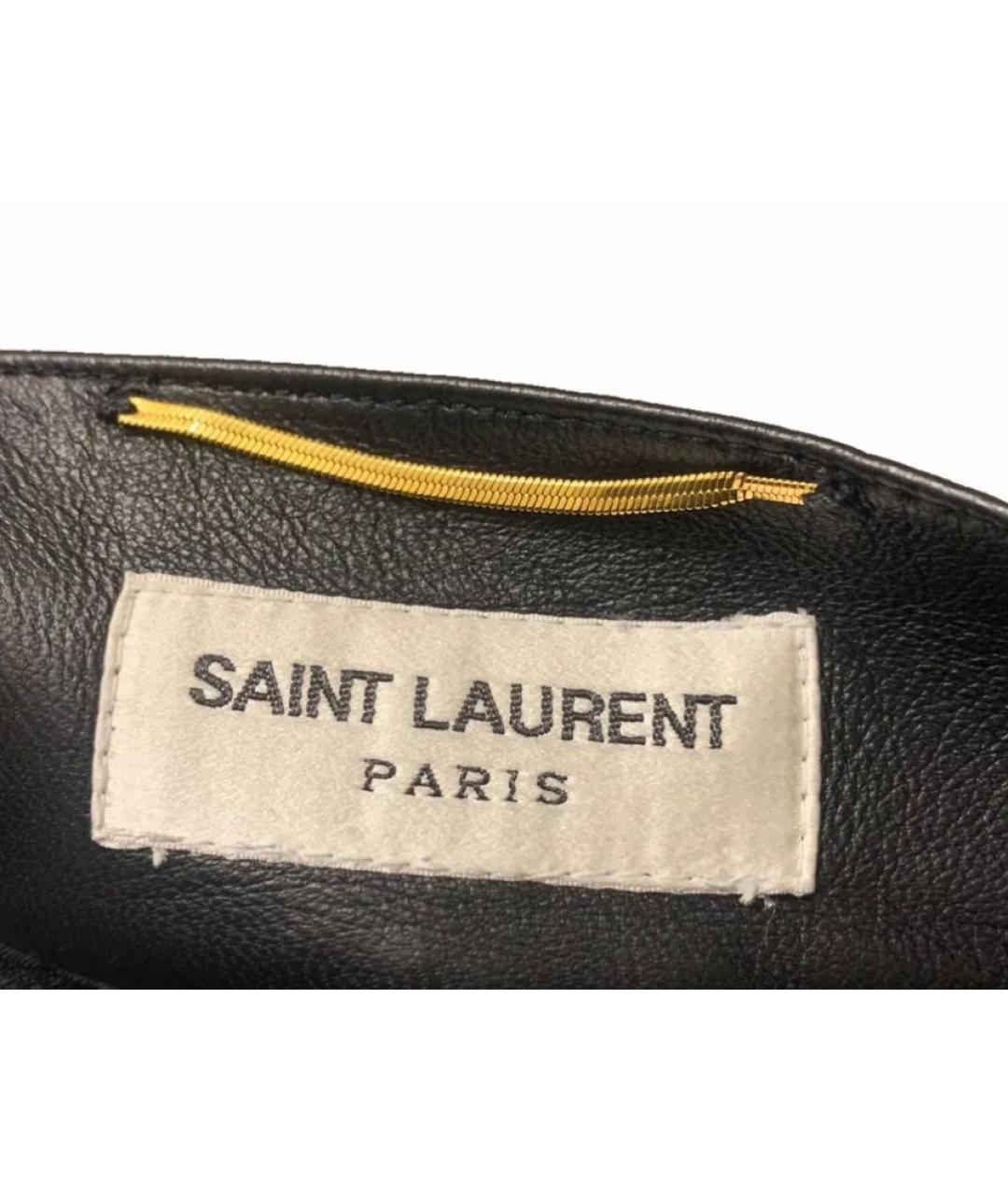 SAINT LAURENT Черная кожаная юбка мини, фото 6