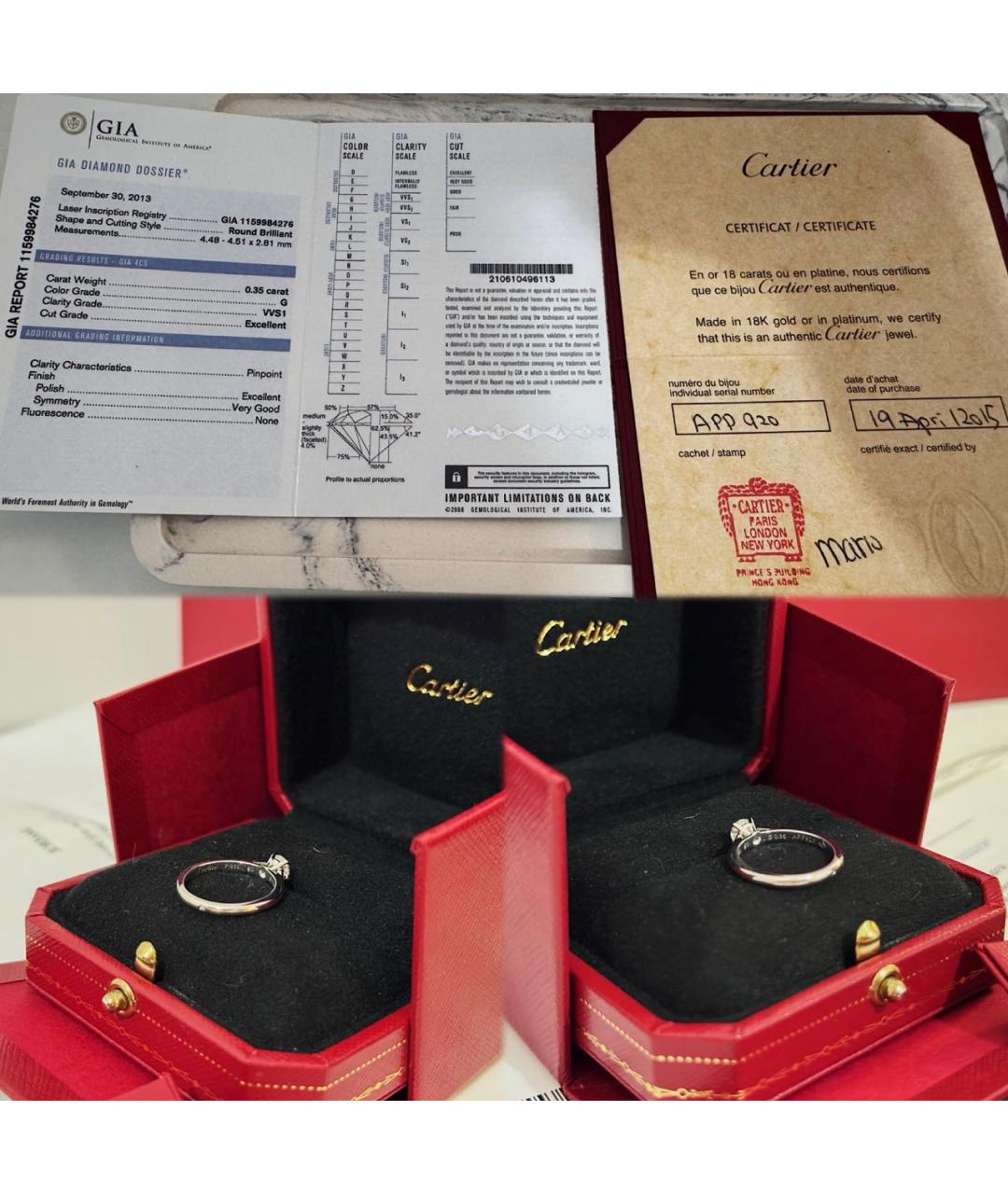 CARTIER Белое платиновое кольцо, фото 3