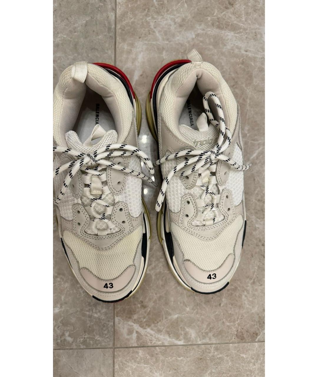 BALENCIAGA Белые текстильные низкие кроссовки / кеды, фото 2