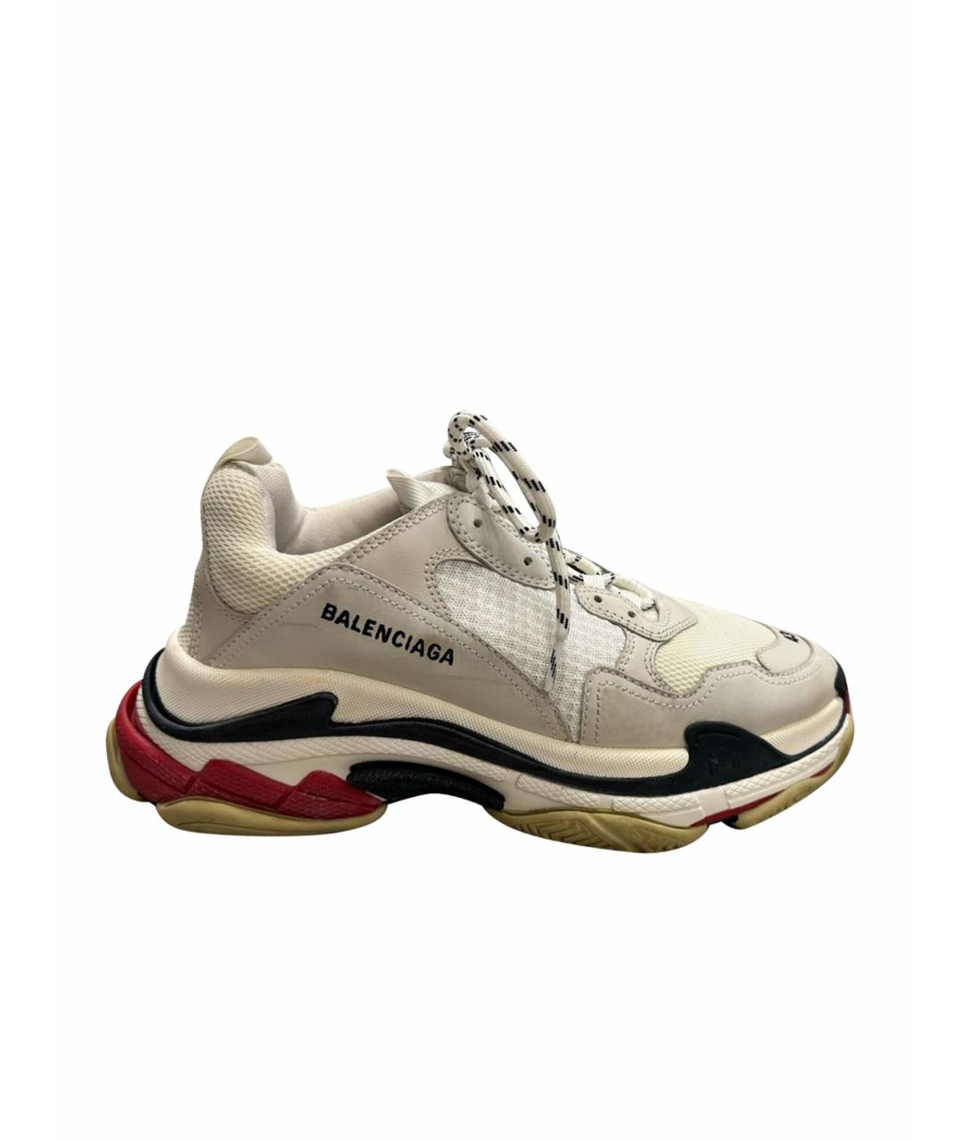 BALENCIAGA Белые текстильные низкие кроссовки / кеды, фото 1