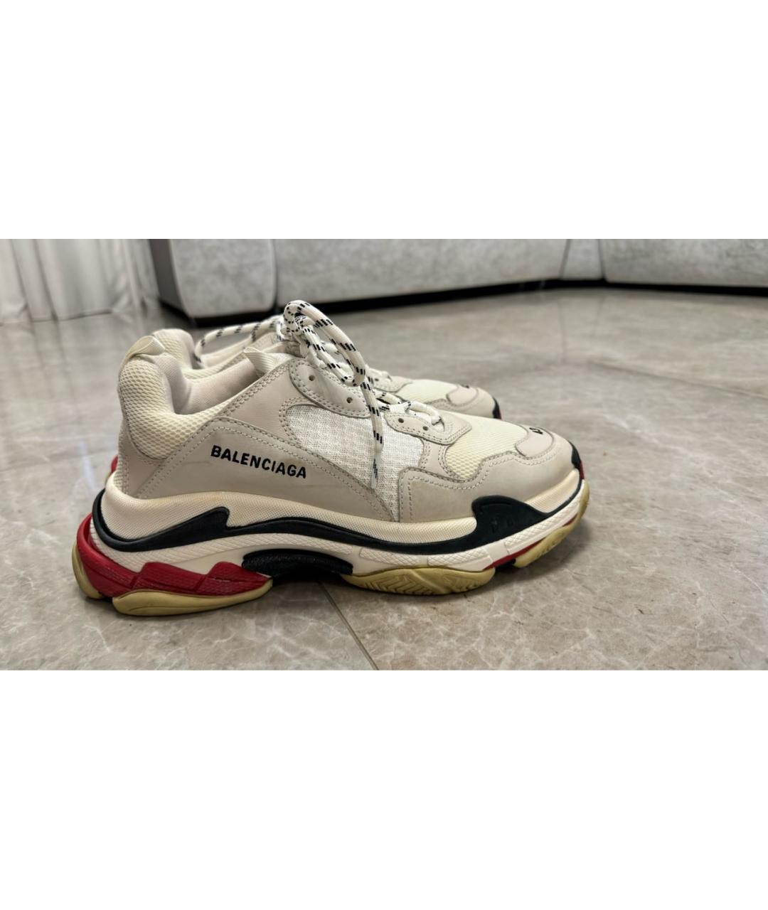 BALENCIAGA Белые текстильные низкие кроссовки / кеды, фото 9