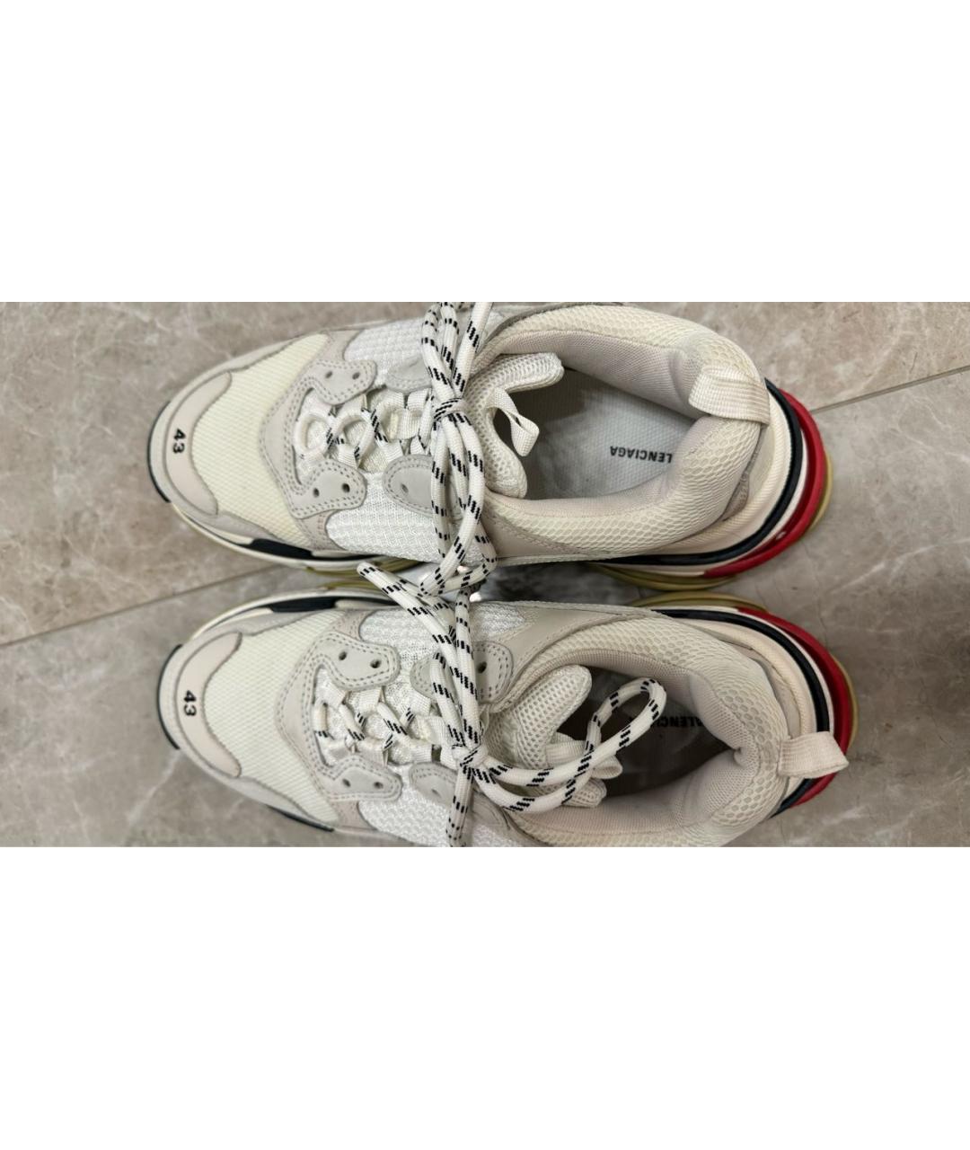 BALENCIAGA Белые текстильные низкие кроссовки / кеды, фото 3