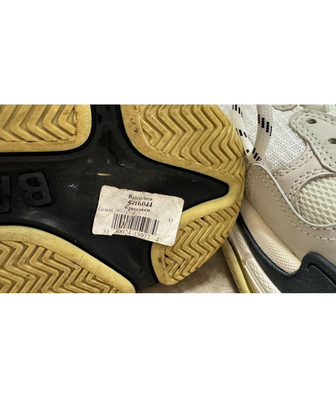 BALENCIAGA Белые текстильные низкие кроссовки / кеды, фото 5