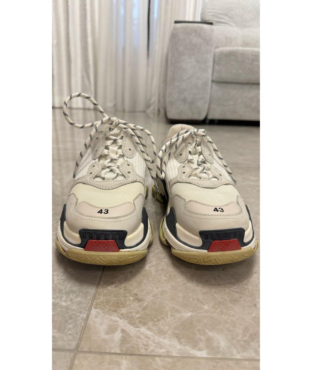 BALENCIAGA Белые текстильные низкие кроссовки / кеды, фото 6