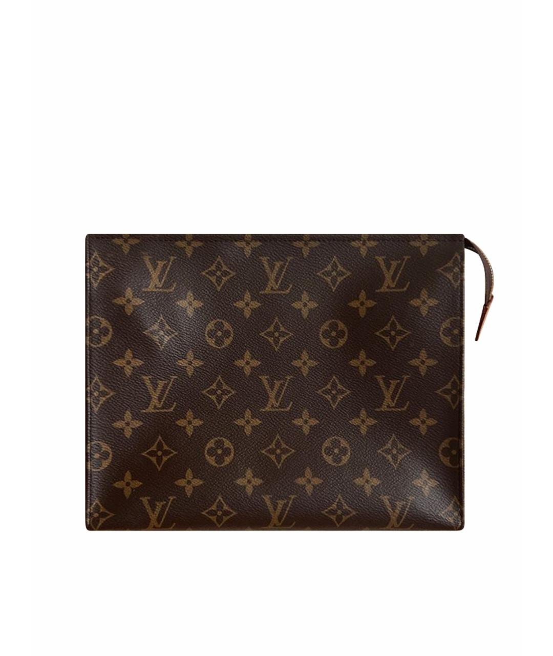 LOUIS VUITTON Коричневая кожаная косметичка, фото 1