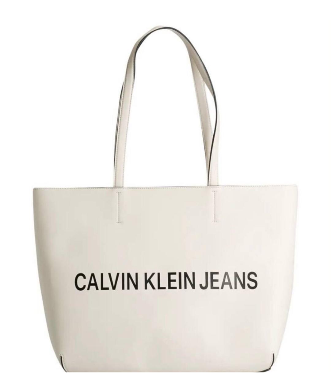 CALVIN KLEIN JEANS Бежевая сумка тоут из искусственной кожи, фото 5