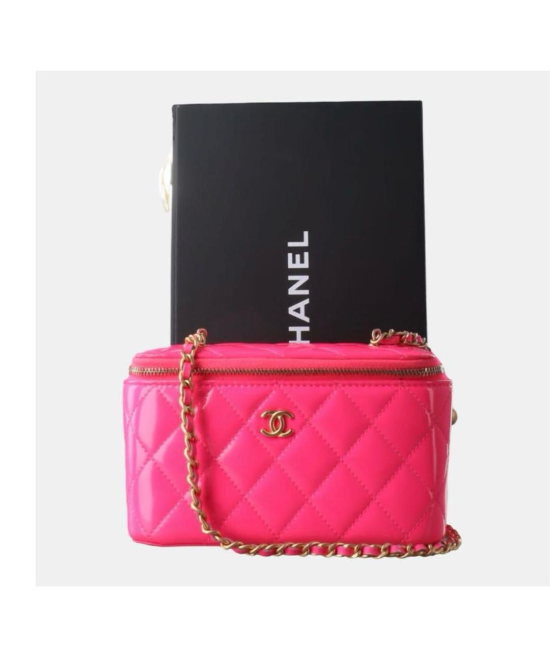CHANEL Розовая сумка через плечо из лакированной кожи, фото 4
