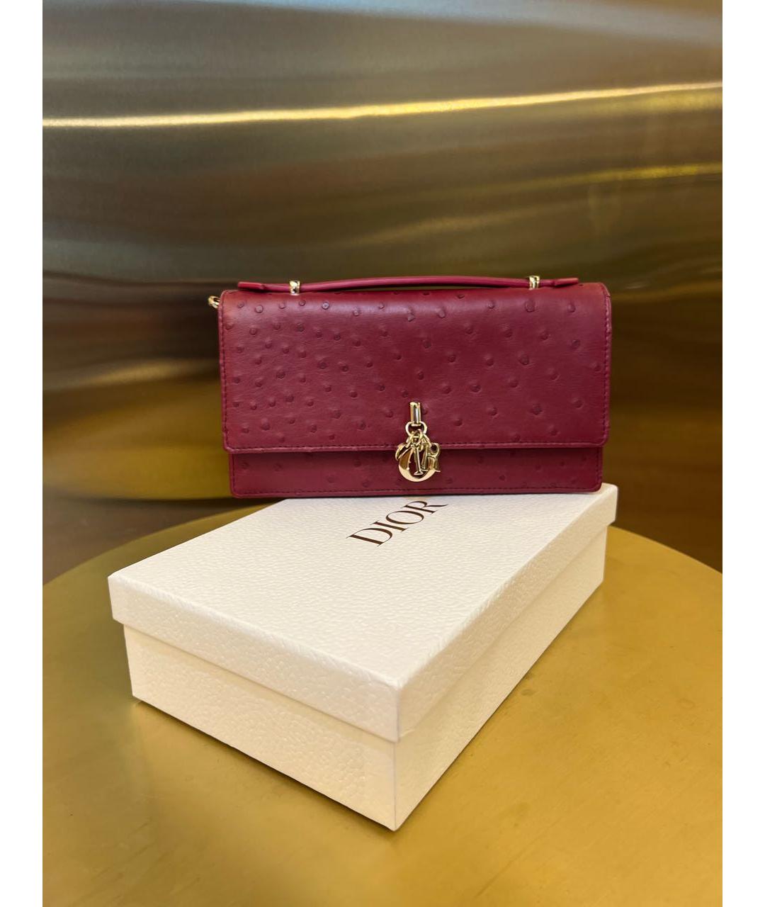 CHRISTIAN DIOR Бордовая сумка с короткими ручками из экзотической кожи, фото 5