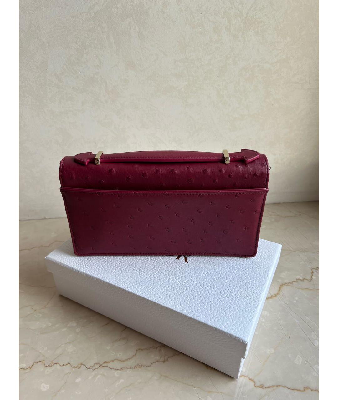 CHRISTIAN DIOR Бордовая сумка с короткими ручками из экзотической кожи, фото 3
