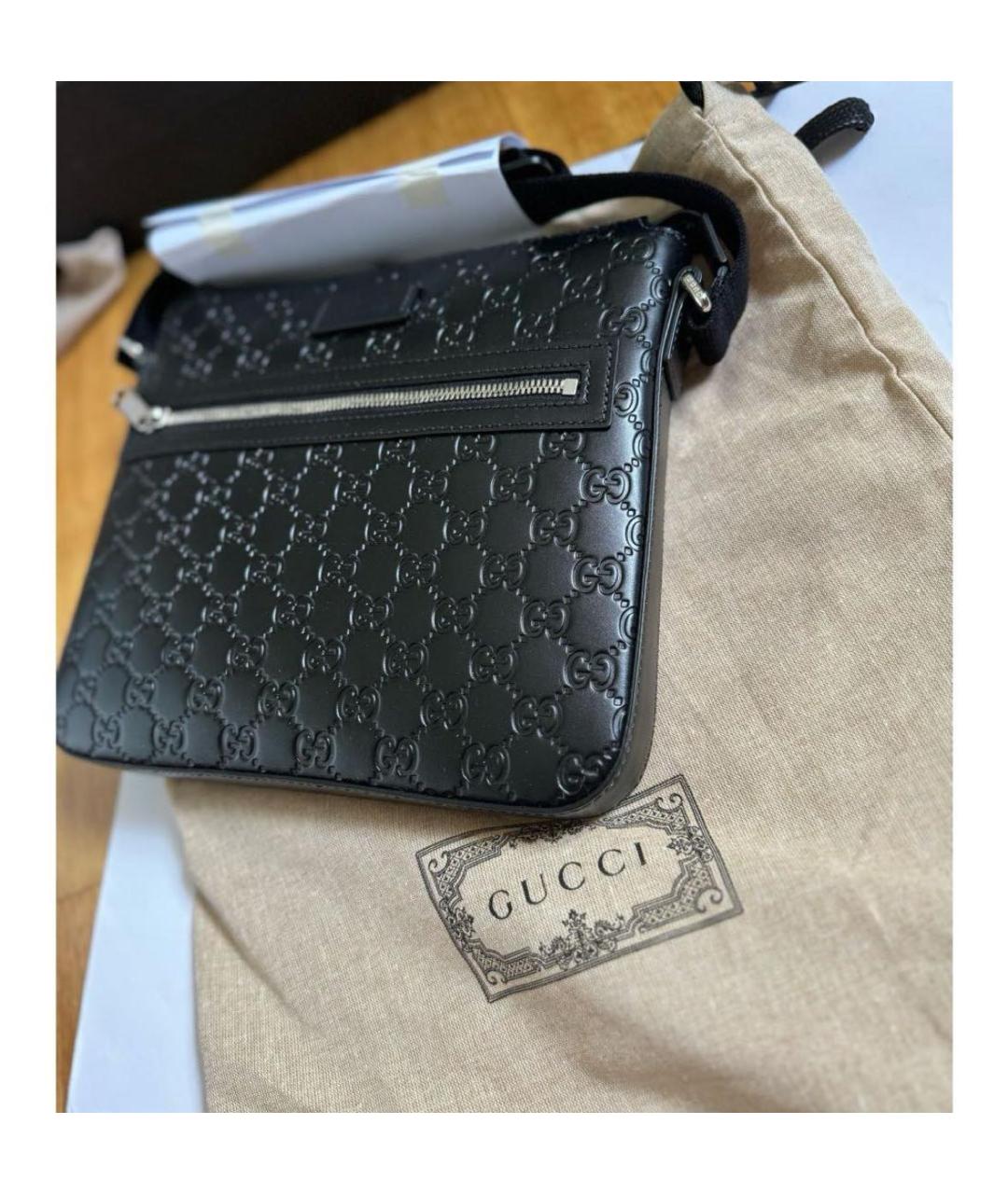 GUCCI Черная кожаная сумка на плечо, фото 2