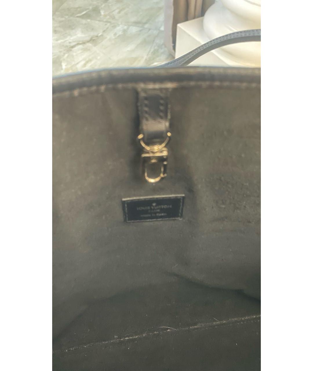 LOUIS VUITTON Черная кожаная сумка тоут, фото 6