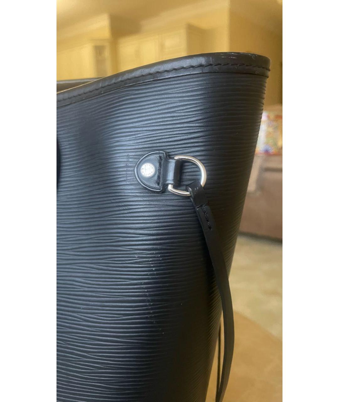 LOUIS VUITTON Черная кожаная сумка тоут, фото 5