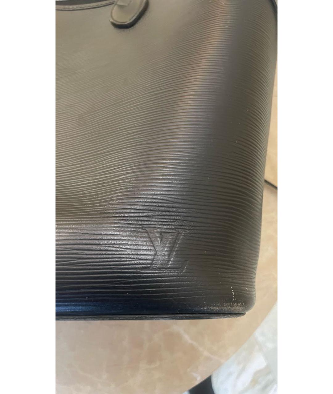 LOUIS VUITTON Черная кожаная сумка тоут, фото 7