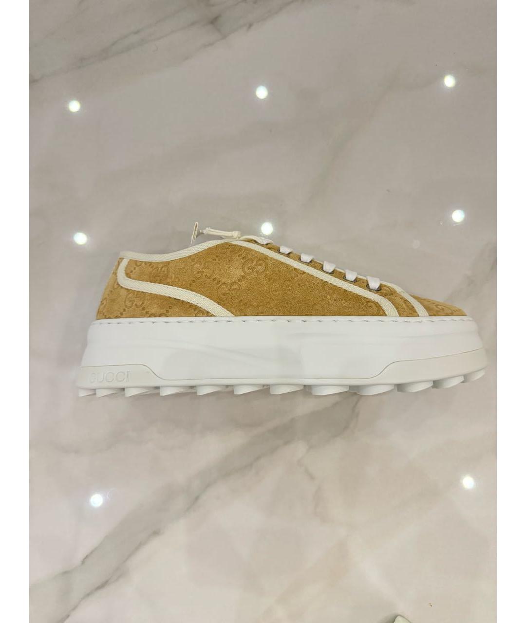 GUCCI Горчичные нубуковые кеды, фото 8