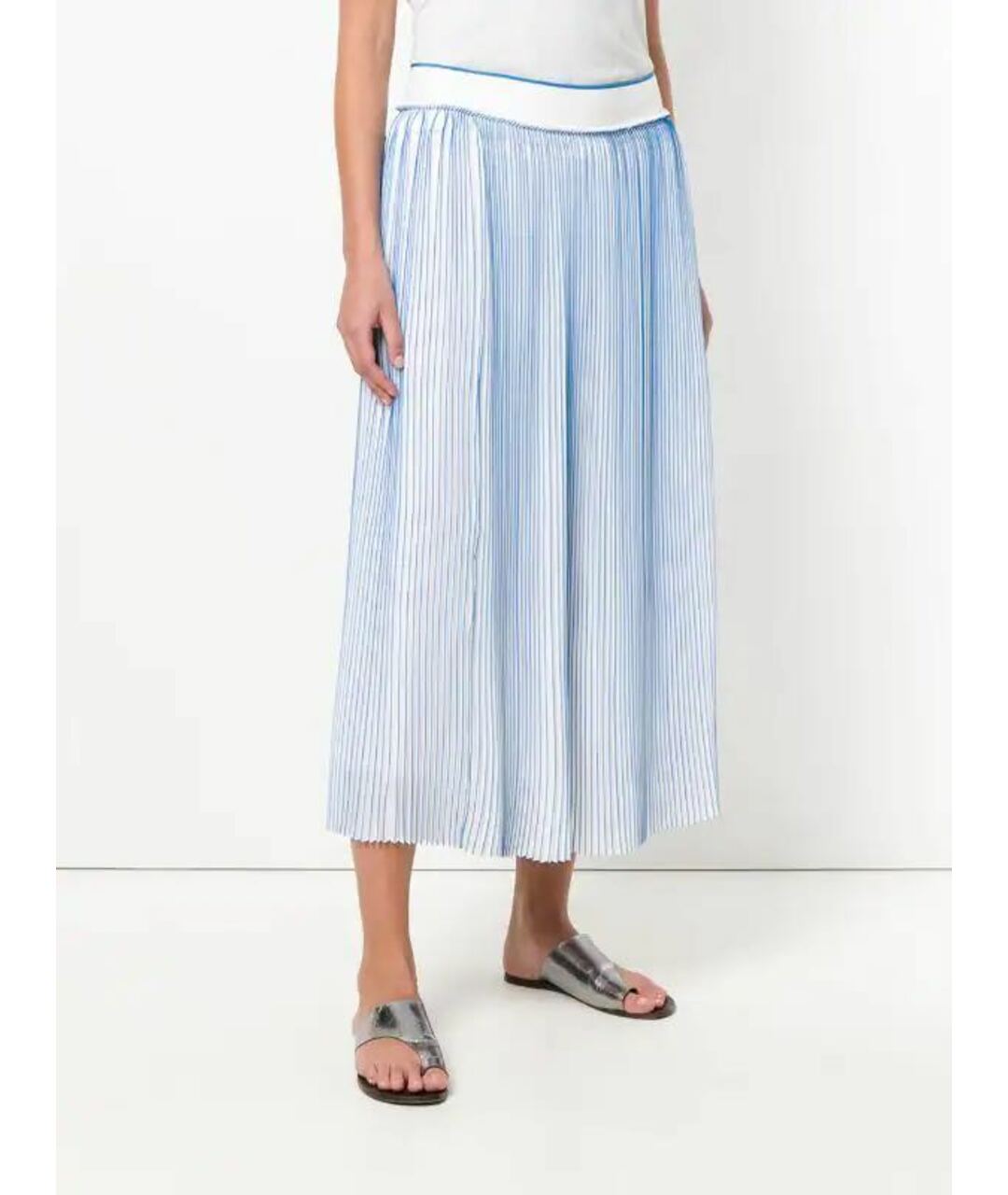 VICTORIA BECKHAM Голубая полиуретановая юбка миди, фото 2