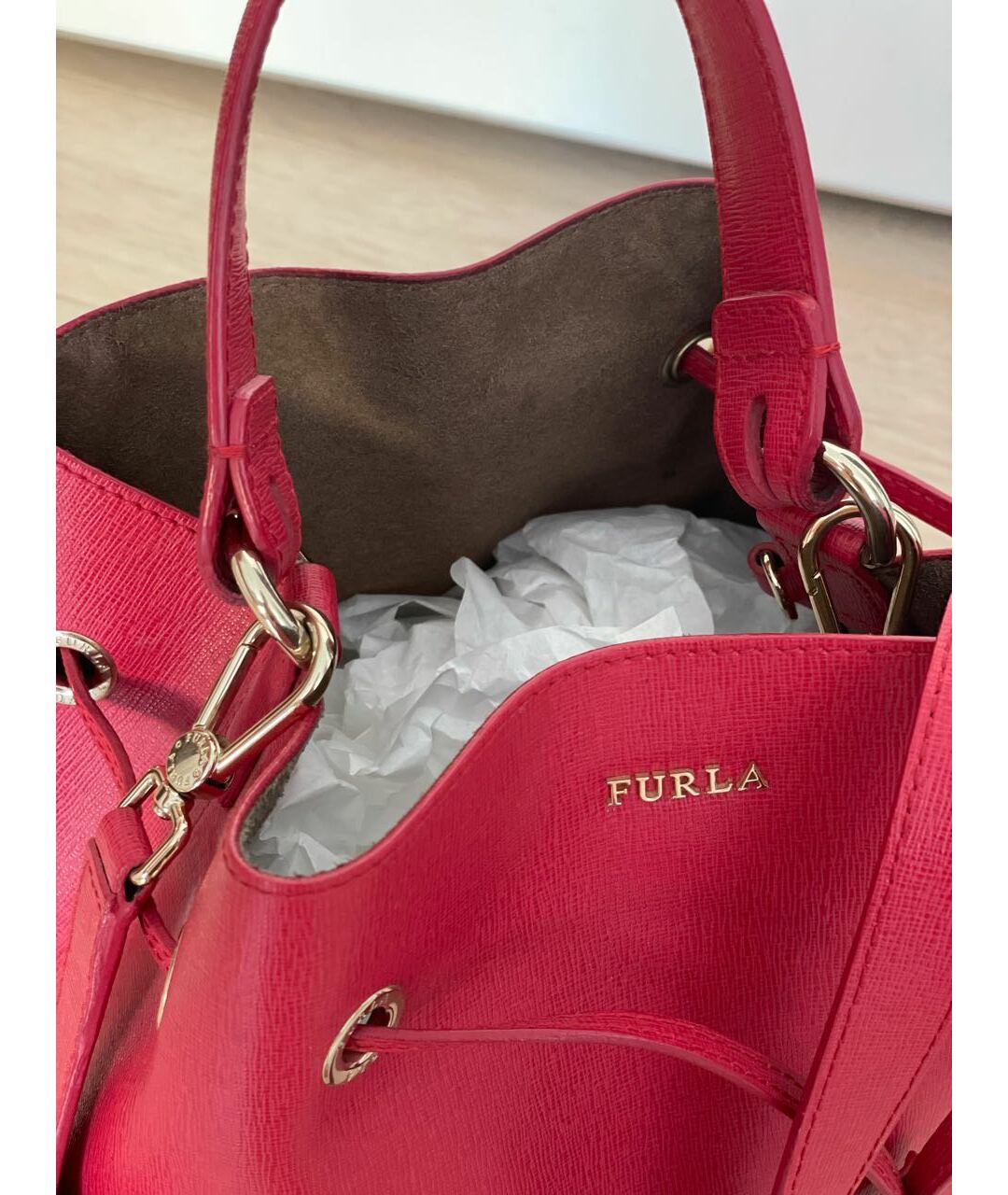 FURLA Красная кожаная сумка на плечо, фото 4