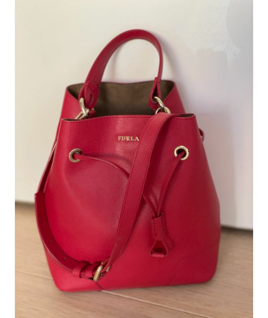 FURLA Красная кожаная сумка на плечо, фото 6