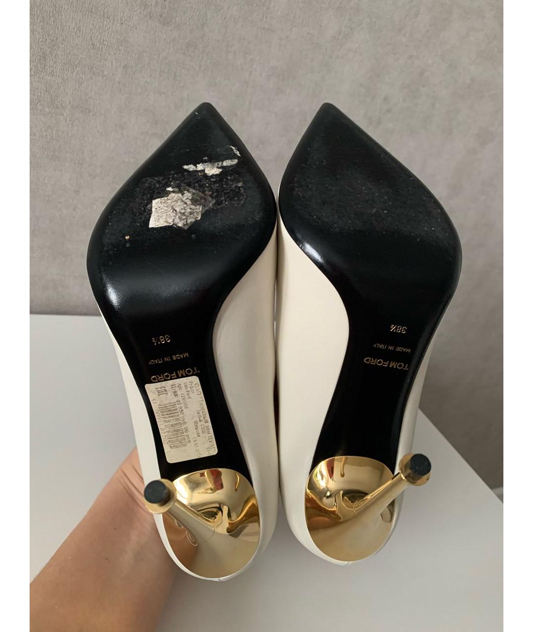 TOM FORD Белые кожаные туфли, фото 6