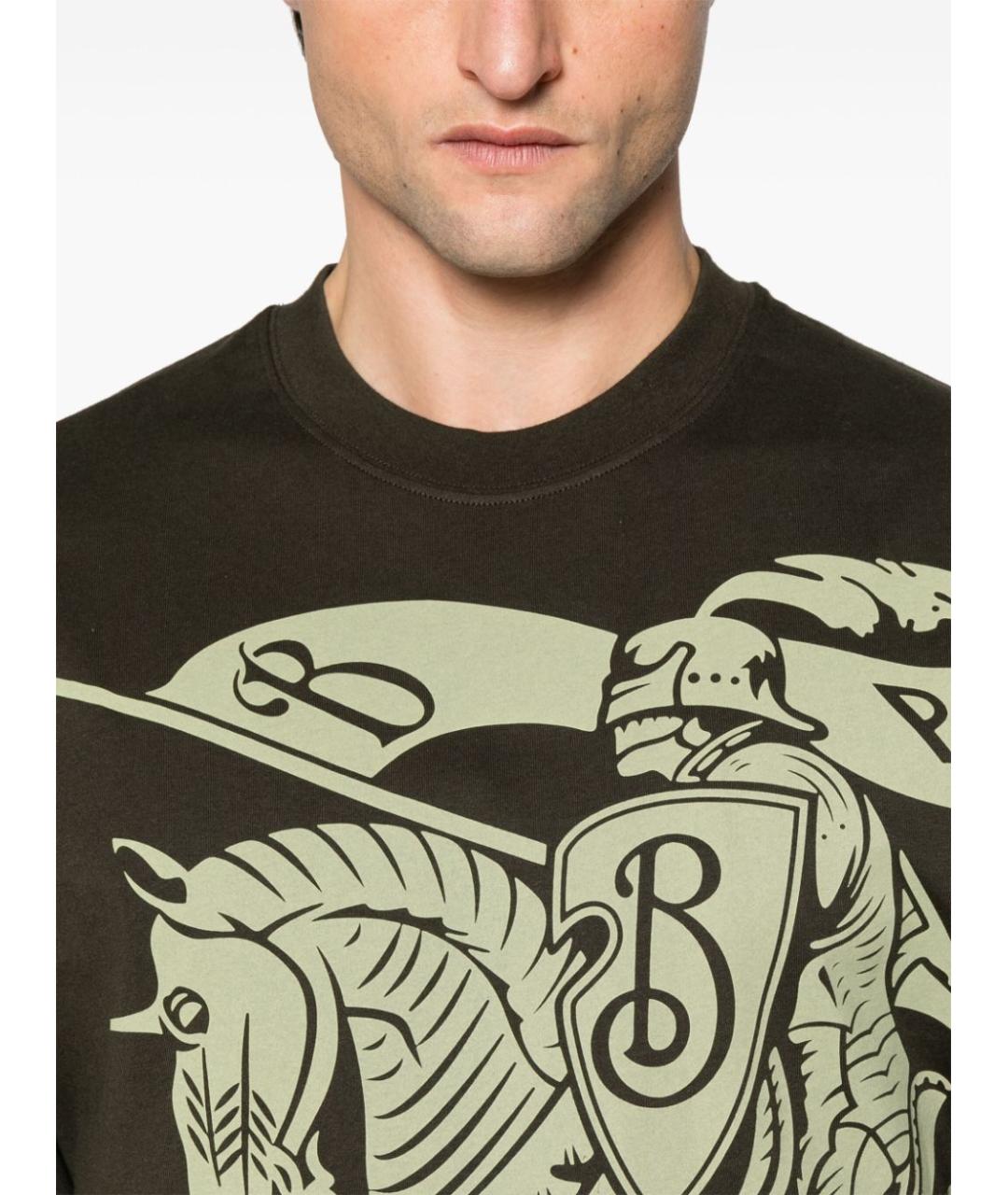 BURBERRY Зеленая хлопковая футболка, фото 4