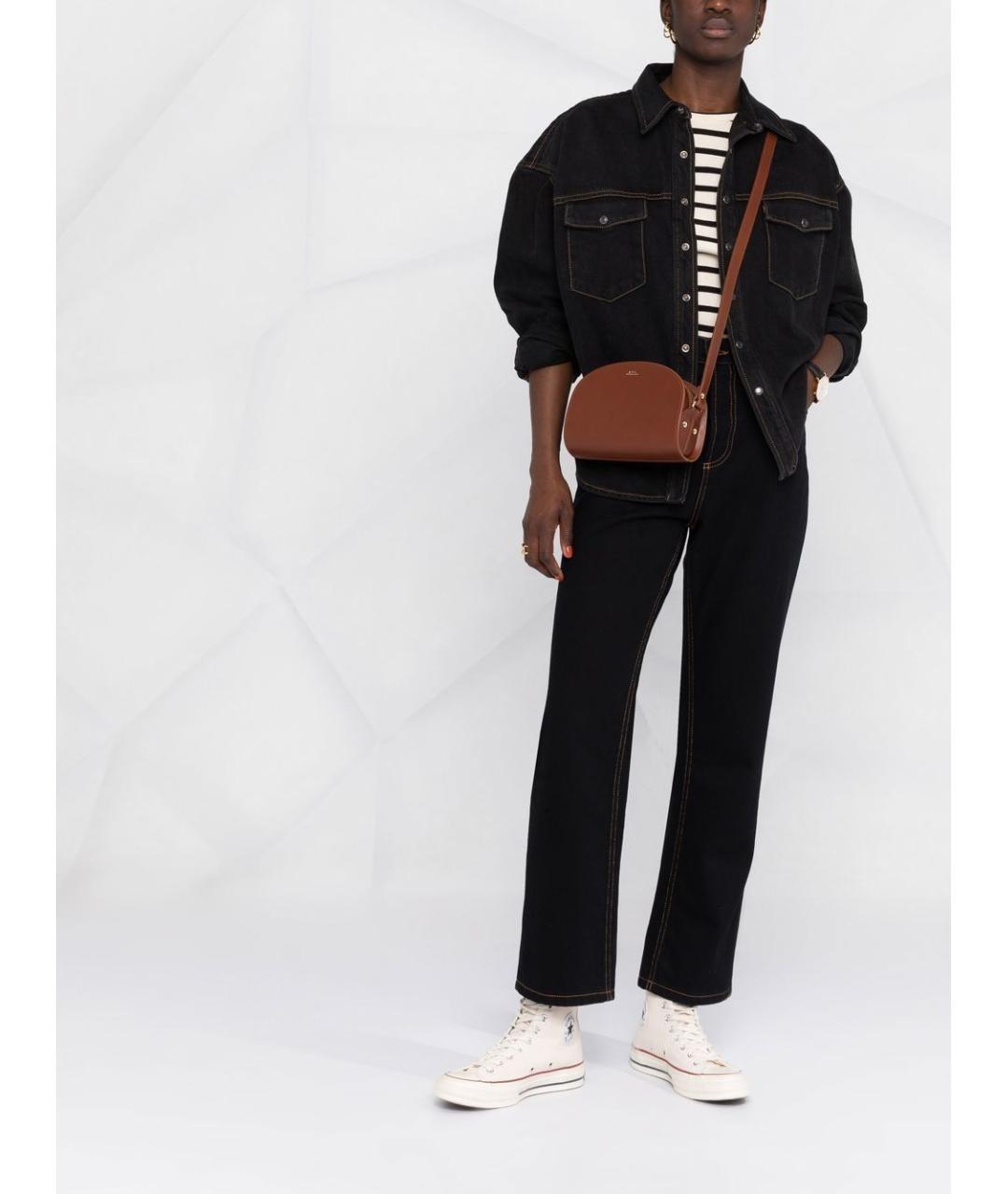 A.P.C. Коричневая кожаная сумка через плечо, фото 2