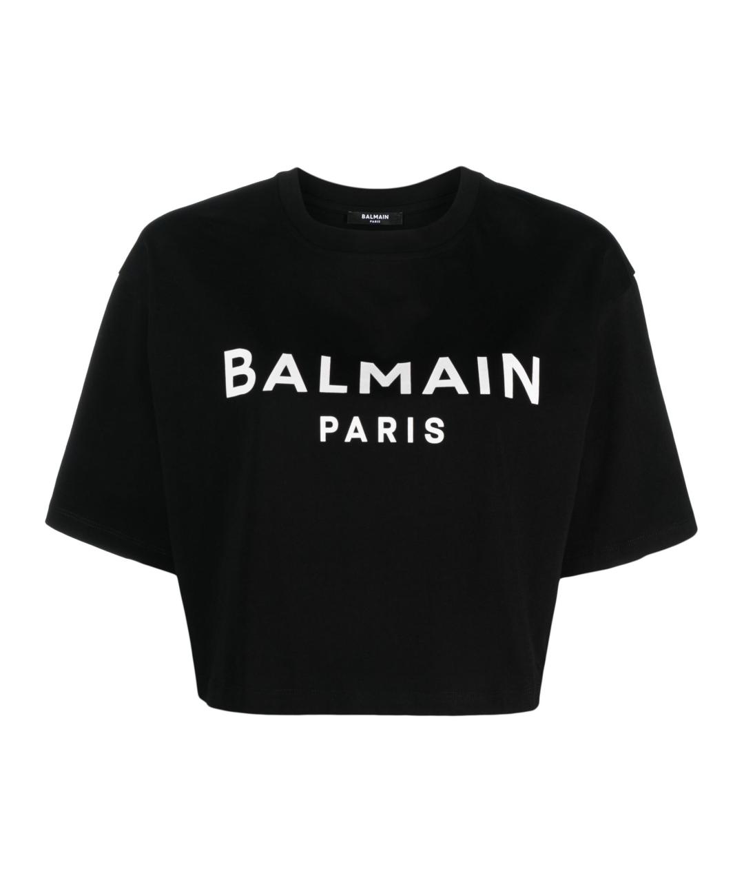 BALMAIN Черная хлопковая футболка, фото 1