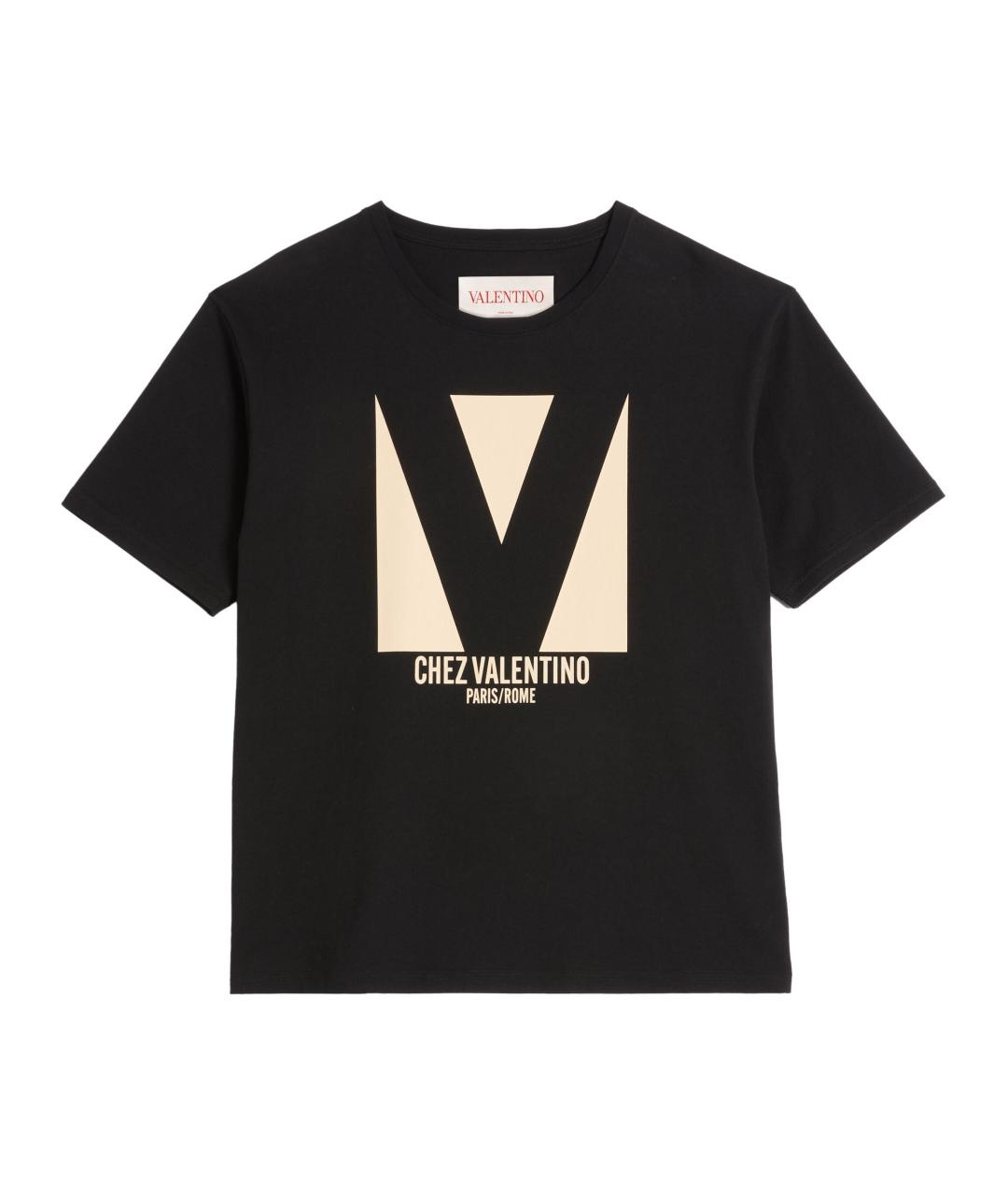 VALENTINO Черная хлопковая футболка, фото 1