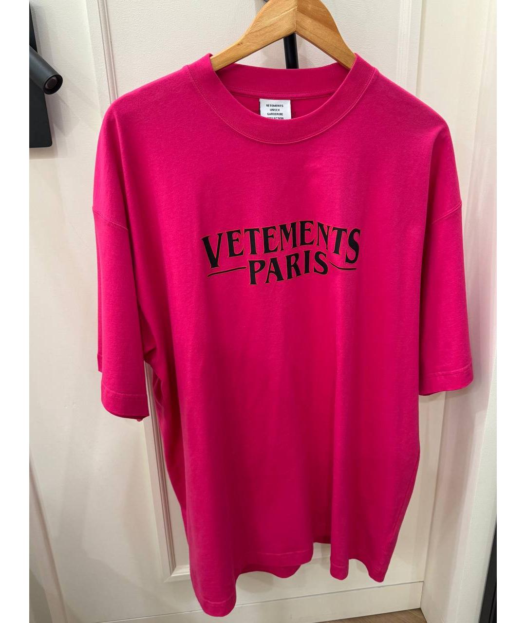 VETEMENTS Фуксия хлопковая футболка, фото 4