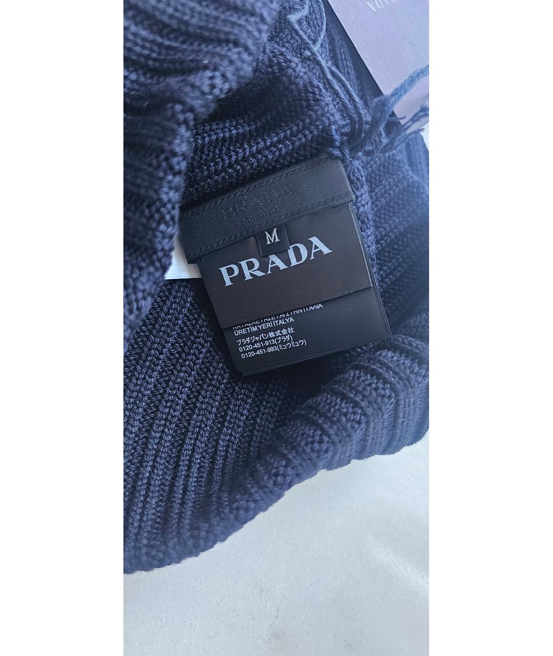 PRADA Темно-синяя шерстяная шапка, фото 6